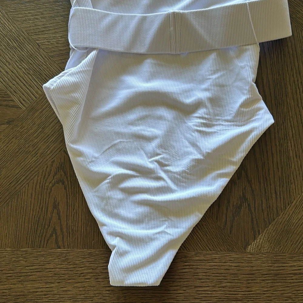 Beach Riot Sydney Belted One-Piece Swimsuit, White, Size Large, $168
